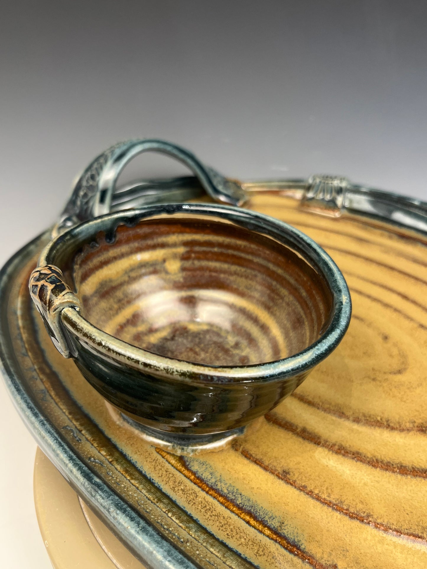 #80 Swirled Serving Tray in Blue and Brown